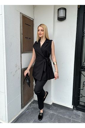 ست بالاتنه و پائین تنه مشکی زنانه بافتنی FİOXCO - کد 926414858