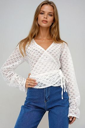بلوز سفید زنانه ساده VAGGON - کد 926391438