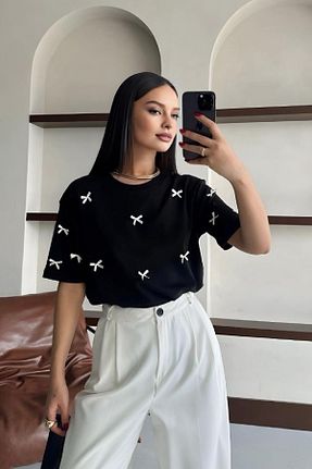 تیشرت مشکی زنانه اورسایز NATUFIAN STORE - کد 926398279