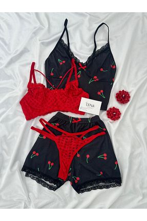 ست لباس راحتی مشکی زنانه گلدار Lena Homewears - کد 926411513