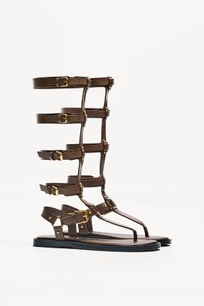 صندل قهوه ای زنانه پاشنه پلتفرم Bershka - کد 926236080