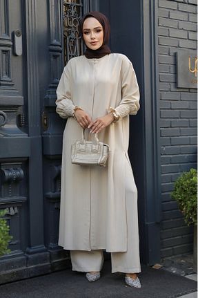ست بالاتنه و پائین تنه حجاب بژ زنانه رگولار Neva Style - کد 847897125