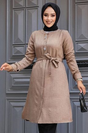 تونیک حجاب قهوه ای زنانه پلی استر Neva Style - کد 799683486