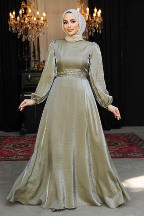 لباس مجلسی حجاب سرمه ای زنانه یقه ایستاده Neva Style - کد 814765580