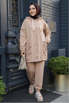 ست بالاتنه و پائین تنه حجاب قهوه ای زنانه رگولار Neva Style - کد 856445681