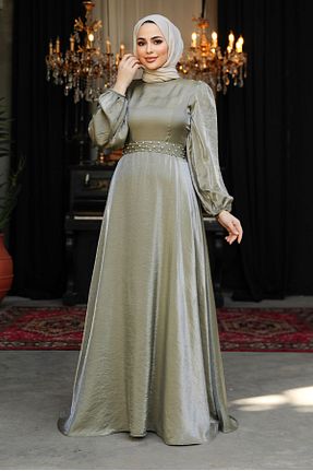 لباس مجلسی حجاب سرمه ای زنانه یقه ایستاده Neva Style - کد 814765580