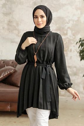 تونیک حجاب مشکی زنانه پنبه پلی استر Neva Style - کد 635723095