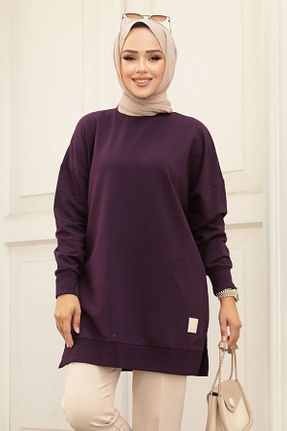 تونیک حجاب بنفش زنانه پنبه ای Neva Style - کد 849399066