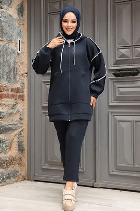 ست بالاتنه و پائین تنه حجاب سرمه ای زنانه رگولار Neva Style - کد 860037906