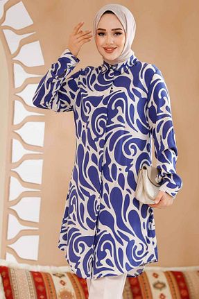 تونیک حجاب سرمه ای زنانه پلی استر Neva Style - کد 888411020