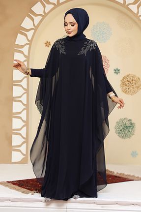 لباس مجلسی حجاب سرمه ای زنانه یقه دوچرخه Neva Style - کد 904919943