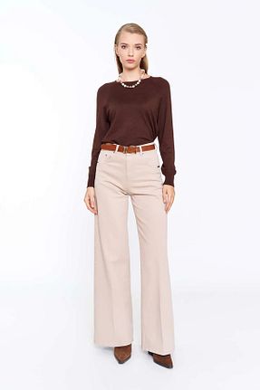 شلوار بژ زنانه پاچه گشاد EUROFASHION - کد 926638311