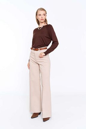 شلوار بژ زنانه پاچه گشاد EUROFASHION - کد 926638311