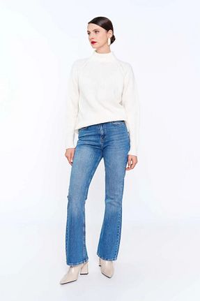 شلوار جین آبی زنانه پاچه گشاد EUROFASHION - کد 926516269