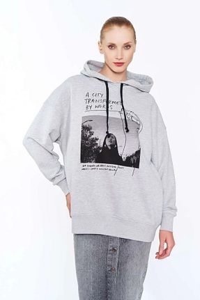 سوئیشرت طوسی زنانه چاپی EUROFASHION - کد 926524382