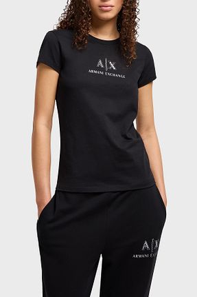 تیشرت مشکی زنانه اسلیم فیت Armani Exchange - کد 926642344