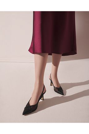 کفش پاشنه بلند کلاسیک مشکی زنانه پارچه ای Hotiç - کد 897893569