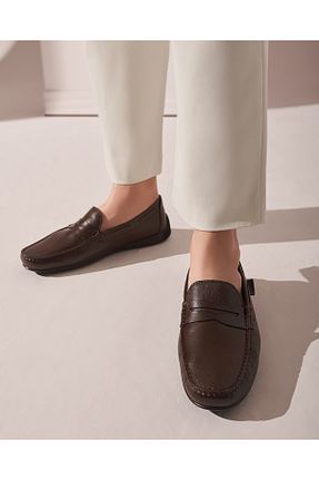 کفش لوفر قهوه ای مردانه چرم خالص Hotiç - کد 898893769