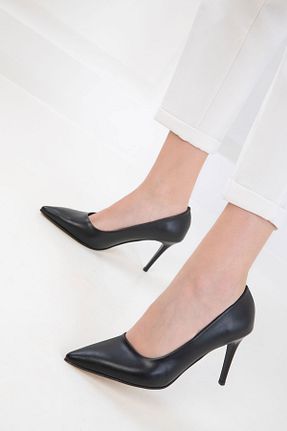 کفش پاشنه بلند کلاسیک مشکی زنانه چرم مصنوعی SOHO - کد 923124662