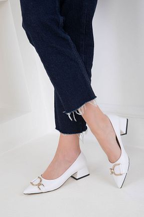 کفش پاشنه بلند کلاسیک سفید زنانه چرم مصنوعی SOHO - کد 923124666