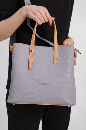 کیف دوشی طوسی زنانه چرم مصنوعی Just Polo - کد 136140696