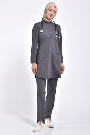 ست بالاتنه و پائین تنه حجاب طوسی زنانه رگولار Owlet Medikal - کد 137196019