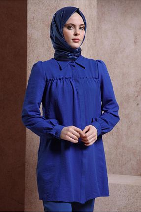 تونیک حجاب سرمه ای زنانه پلی استر Alvina - کد 817794376