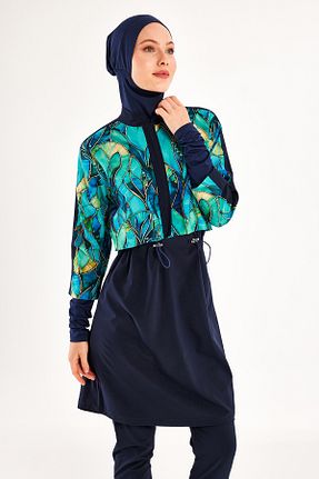 مایو حجاب سرمه ای زنانه گلدار Adasea - کد 924731261