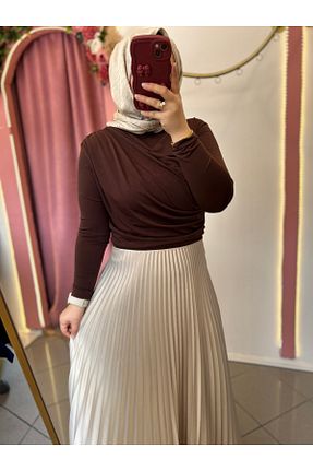 بلوز قهوه ای زنانه ساده EdaNurÇağlar Butik - کد 924752923