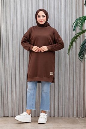 تونیک حجاب قهوه ای زنانه پنبه پلی استر Bala Giyim - کد 895996016