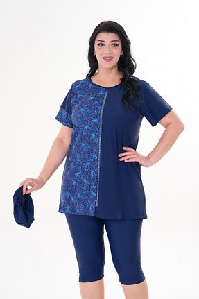 مایو حجاب سرمه ای زنانه چاپی REMSA - کد 920597884