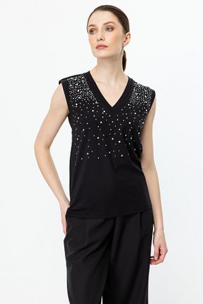 بلوز مشکی زنانه چاپی ON - کد 924771072