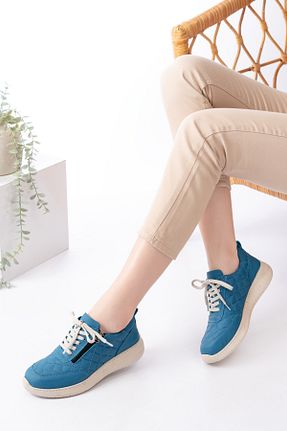 کفش کژوال آبی زنانه چرم خالص Dericalle shoes - کد 924776950