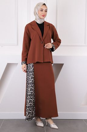 ست بالاتنه و پائین تنه حجاب قهوه ای زنانه رگولار İmajButik - کد 924805513