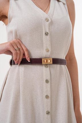 کمربند زرشکی زنانه چرم مصنوعی Descoin - کد 898840261