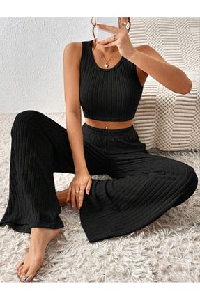 ست بالاتنه و پائین تنه مشکی زنانه بافت ykc fashıon - کد 924816920