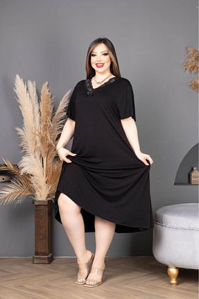 لباس سایز بزرگ مشکی زنانه بامبو şuranur - کد 896723049