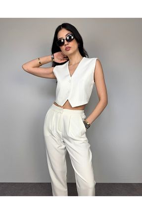 ست بالاتنه و پائین تنه سفید زنانه بافتنی DEQ FASHION - کد 925013981