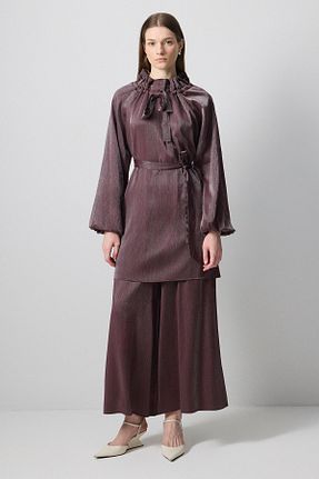 ست بالاتنه و پائین تنه حجاب زرشکی زنانه اورسایز Touche Prive - کد 925023193