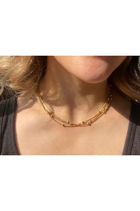 گردنبند استیل ( فولاد ) طلائی زنانه استیل (فولاد) nss sky rock - کد 897036130
