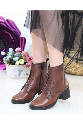 بوت / نیم بوت قهوه ای زنانه چرم خالص Castle Black - کد 118665041