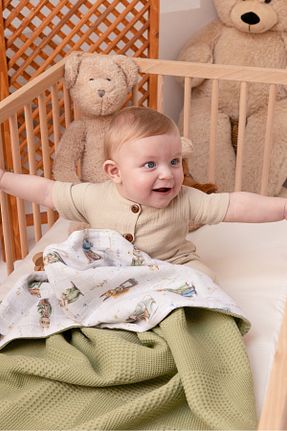 پتوی کودک و نوزاد سبز پنبه ای MİLNA BABY&KİDS - کد 835422234