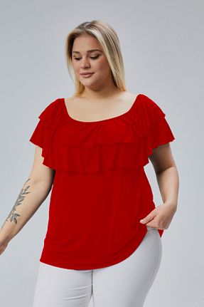 بلوز سایز بزرگ قرمز زنانه سایز بزرگ Curvy Trend - کد 925063500