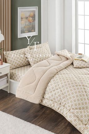 ست لحاف و روکش لحاف و روکش بالش دو نفره بژ 195 x 215 Home - کد 897348127