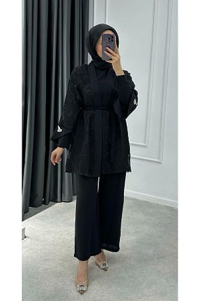 ست بالاتنه و پائین تنه مشکی زنانه بافتنی butiksosyete38 - کد 925078862