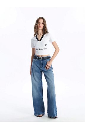 شلوار آبی زنانه بافتنی LC Waikiki - کد 925735390