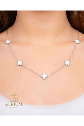 گردنبند استیل ( فولاد ) سفید زنانه استیل (فولاد) ZERİUM - کد 925054142