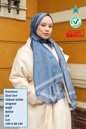 روسری آبی İpek Vual Hint İpek - کد 925134937