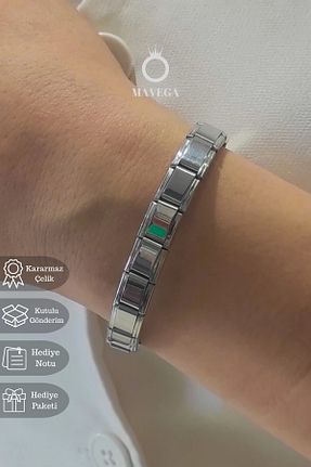 دستبند استیل (فولاد) طوسی زنانه استیل ضد زنگ MAVEGA - کد 881717344