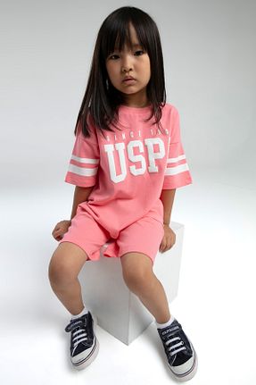 ست بالاتنه و پائین تنه صورتی بچه گانه بافت U.S. Polo Assn. - کد 925740281
